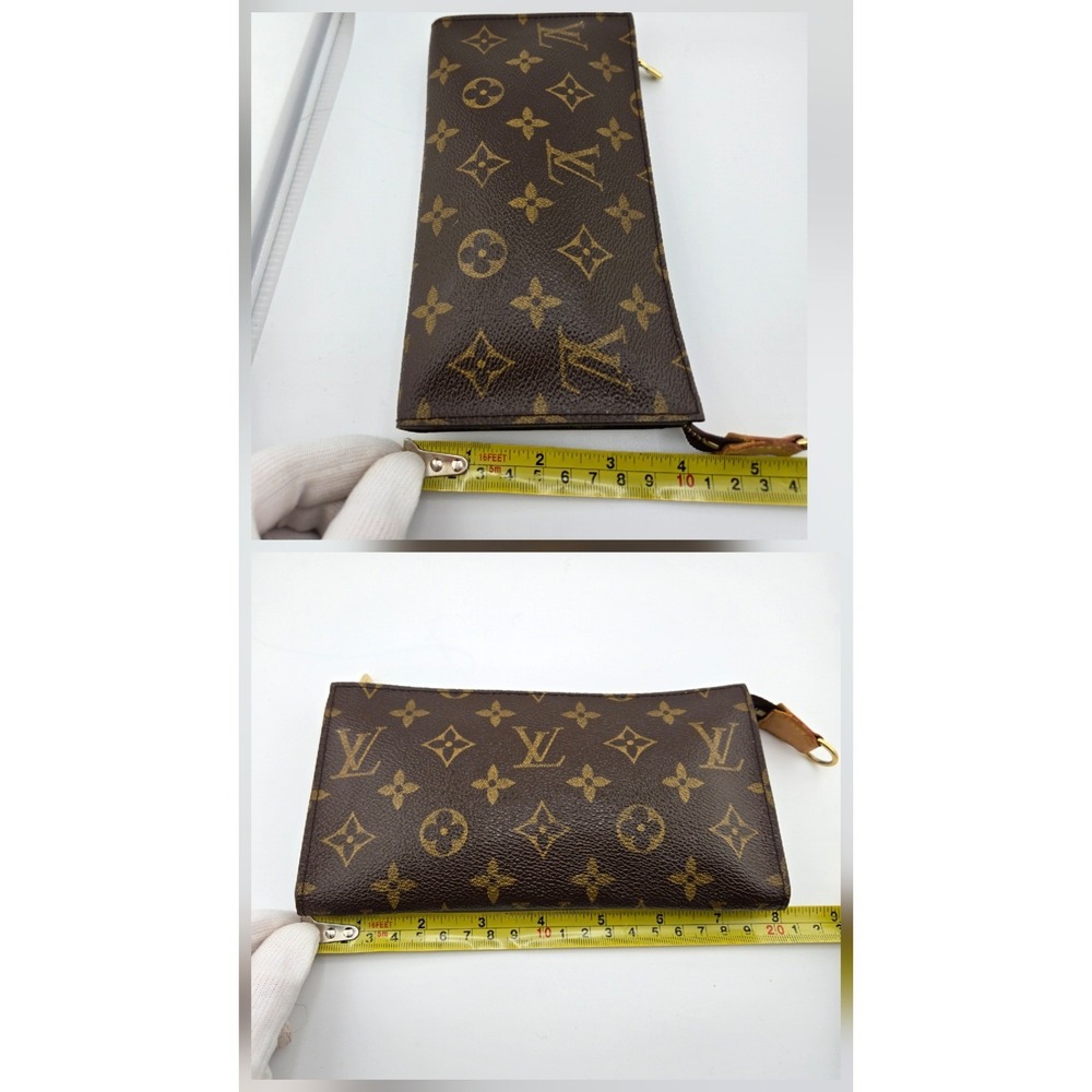 Louis Vuitton Monogram Pouch Brown Coated Canvas Zip Clutch Made in France - Picture 10 of 10